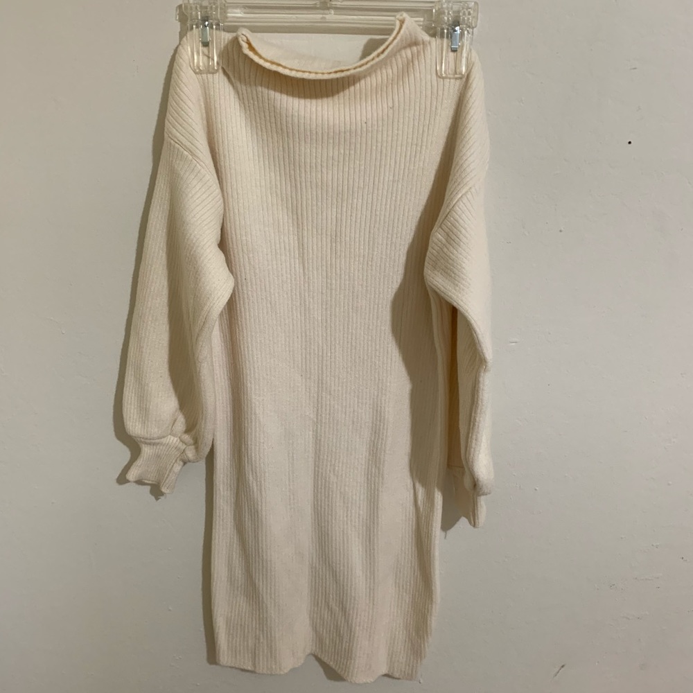 White sweater dress